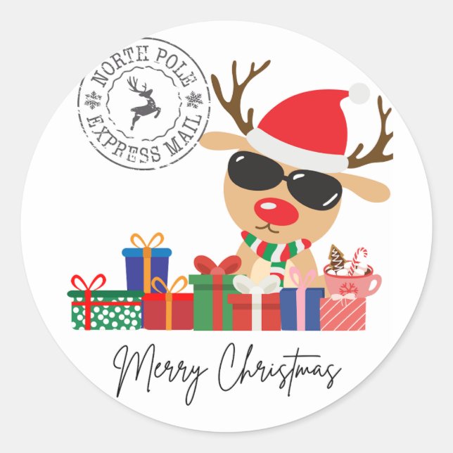 Frohe Weihnachtsaufkleber Runder Aufkleber (Vorderseite)