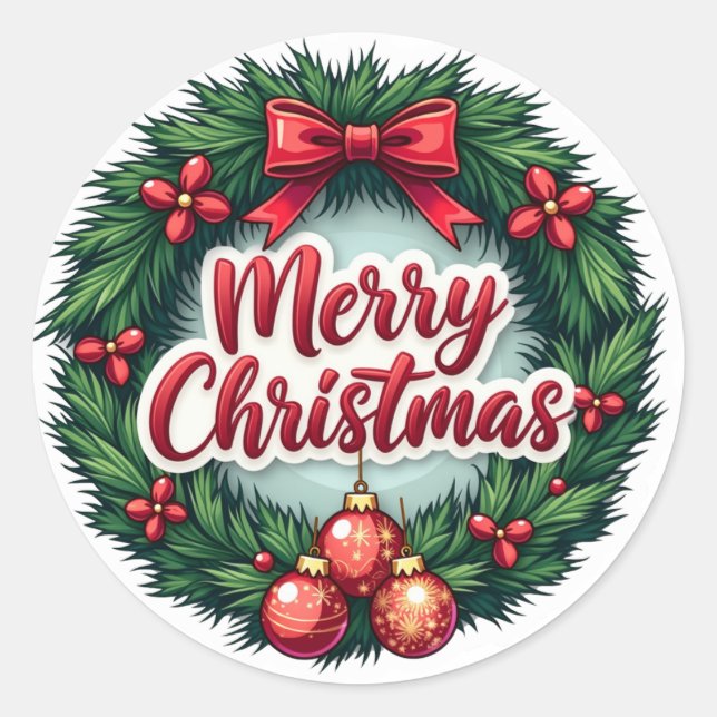 Frohe Weihnachtsaufkleber Runder Aufkleber (Vorderseite)