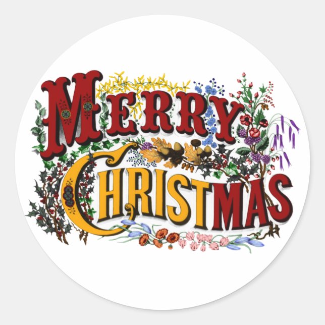 Frohe Weihnachtsaufkleber Runder Aufkleber (Vorderseite)