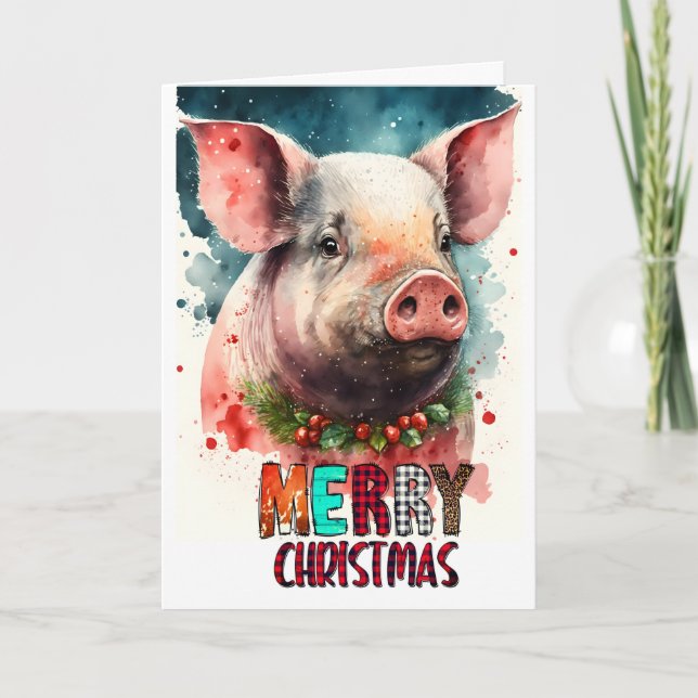 Frohe Weihnachtsbaby PIG Card Karte (Vorderseite)