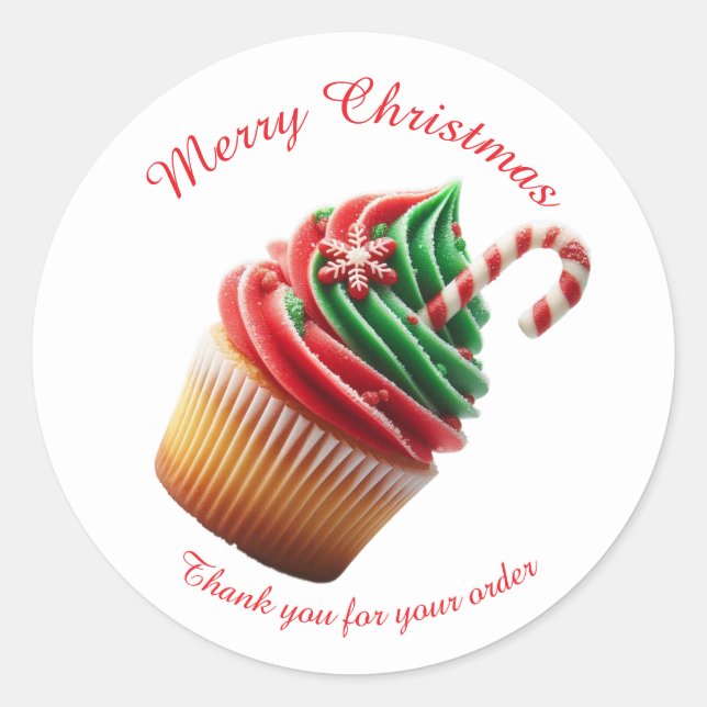 Frohe Weihnachtsbäckerei Cupcake Danke Sticker (Vorderseite)