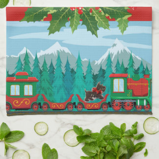 Frohe Weihnachtsbahn Geschirrtuch
