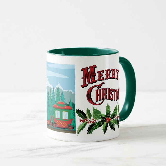 Frohe Weihnachtsbahn Tasse (VorderseiteRechts)