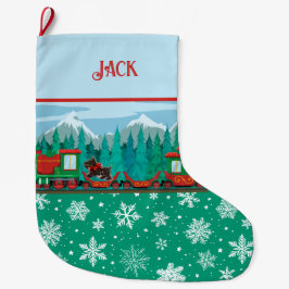 Frohe Weihnachtsbahn und Scotty Hund Großer Weihnachtsstrumpf