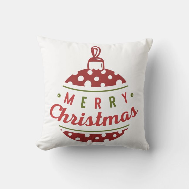 Frohe Weihnachtsball Ornament Red White Polka Dot Kissen (Vorderseite)