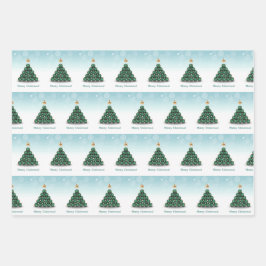 Frohe Weihnachtsbälle Baum Mint Pastel Design Geschenkpapier Set