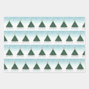 Frohe Weihnachtsbälle Baum Mint Pastel Design Geschenkpapier Set
