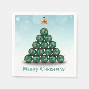 Frohe Weihnachtsbälle Baum Mint Pastel Design Serviette