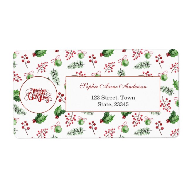 Frohe Weihnachtsbälle Holly Berries Pine Monogram (Vorne)
