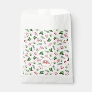 Frohe Weihnachtsbälle Holly Berries Pine Monogram Geschenktütchen