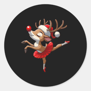 Frohe Weihnachtsballett Rentier Tanz Ballett Tee Runder Aufkleber