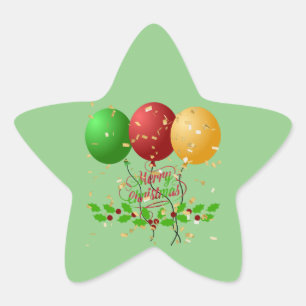 Frohe Weihnachtsballons Stern-Aufkleber