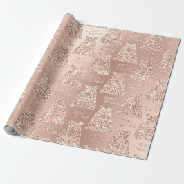 Frohe Weihnachtsbär Black Blush Rose Gold Glitzer Geschenkpapier