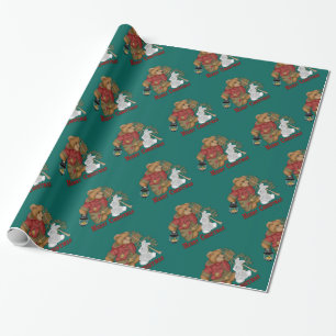 Frohe Weihnachtsbär Grüne Feiertage Wrapping Papie Geschenkpapier