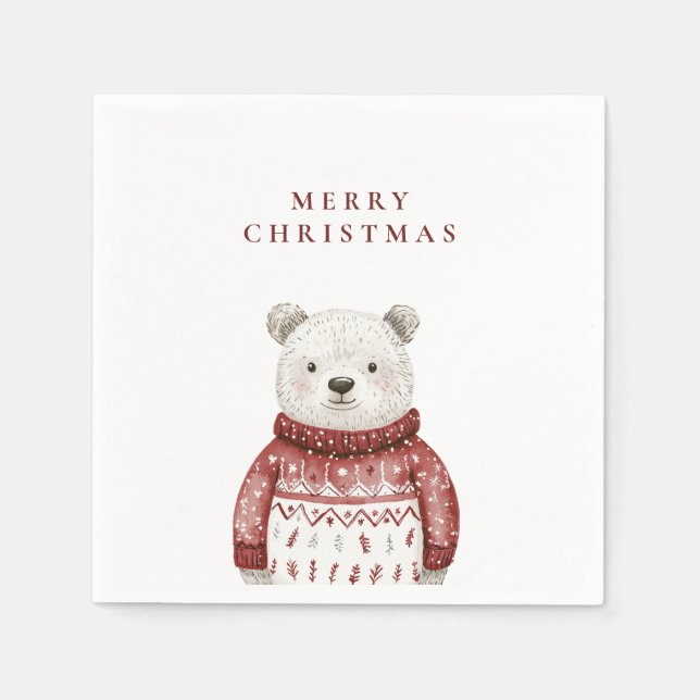 Frohe Weihnachtsbären in einem Pullover Serviette (Vorderseite)