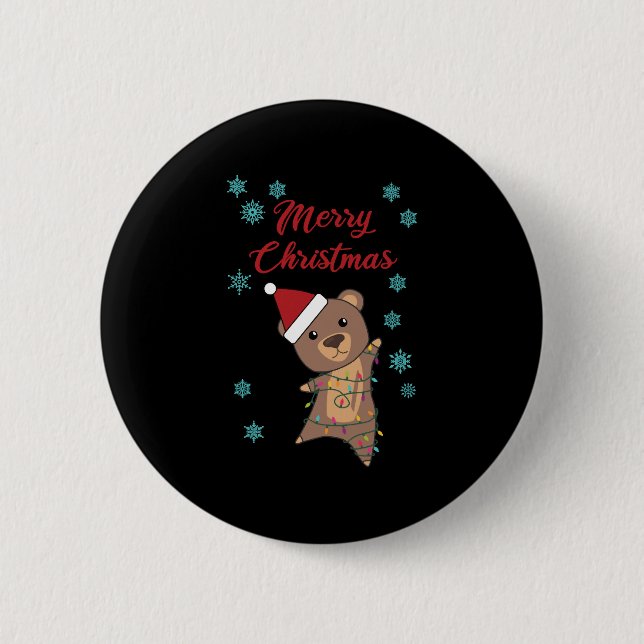 Frohe Weihnachtsbären Schnee Winterbär Teddy Button (Vorderseite)
