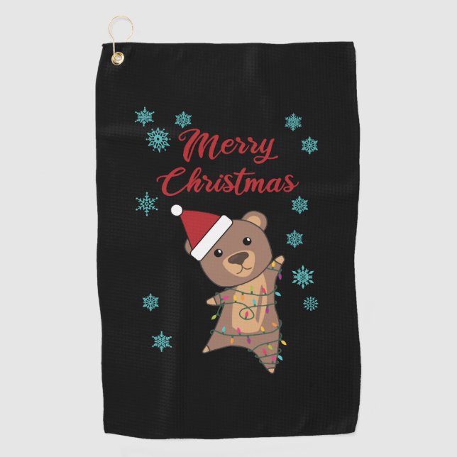Frohe Weihnachtsbären Schnee Winterbär Teddy Golfhandtuch (Vorderseite)