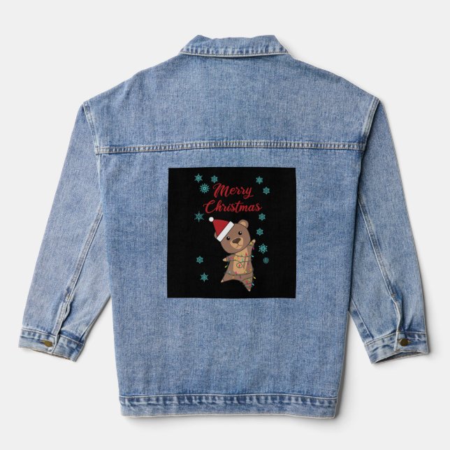 Frohe Weihnachtsbären Schnee Winterbär Teddy Jeansjacke (Rückseite)