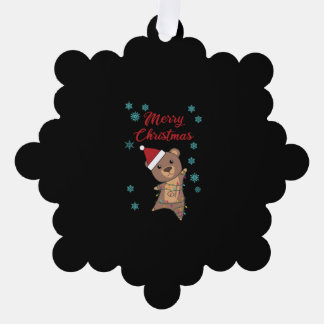 Frohe Weihnachtsbären Schnee Winterbär Teddy Ornament Karte