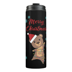 Frohe Weihnachtsbären Schnee Winterbär Teddy Thermosbecher
