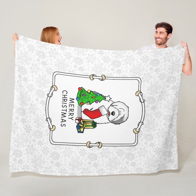 Frohe Weihnachtsbaum 2 Old English Sheepdog Gray 1 Fleecedecke (Beispiel)