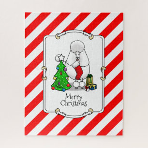 Frohe Weihnachtsbaum 2 Poodle (weiß) Hund Niedlich