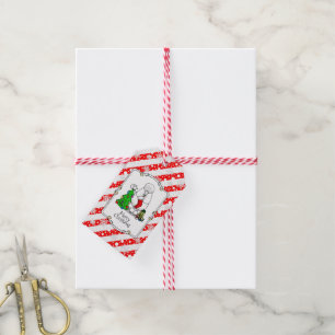 Frohe Weihnachtsbaum 2 Poodle (weiß) Hund Niedlich Geschenkanhänger
