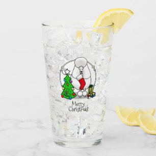 Frohe Weihnachtsbaum 2 Poodle (weiß) Hund Niedlich Glas