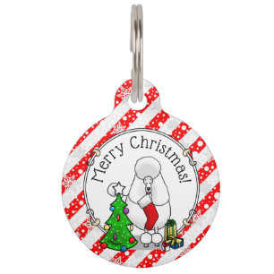 Frohe Weihnachtsbaum 2 Poodle (weiß) Hund Niedlich Haustiermarke