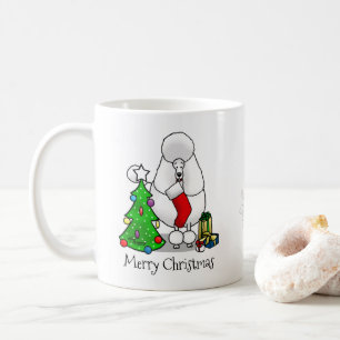 Frohe Weihnachtsbaum 2 Poodle (weiß) Hund Niedlich Kaffeetasse