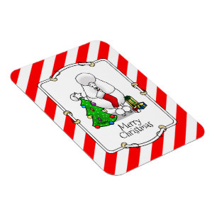Frohe Weihnachtsbaum 2 Poodle (weiß) Hund Niedlich Magnet