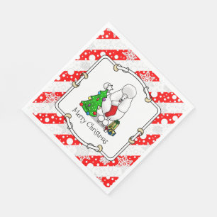 Frohe Weihnachtsbaum 2 Poodle (weiß) Hund Niedlich Serviette