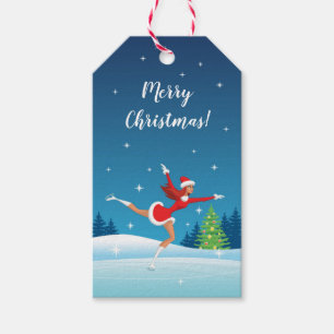 Frohe Weihnachtsbaum Abbildung Skaten Girl Santa Geschenkanhänger