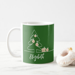 Frohe Weihnachtsbaum auf Grün Kaffeetasse