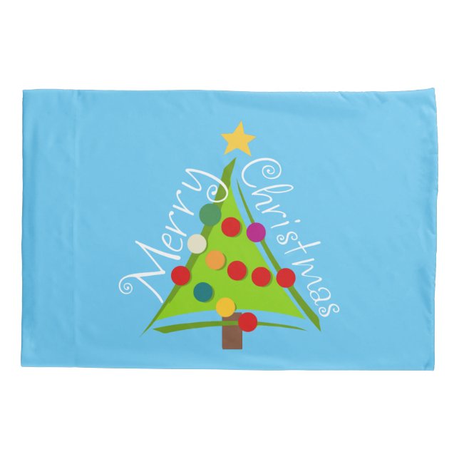 Frohe Weihnachtsbaum (blau) Kissenbezug (Rückseite)