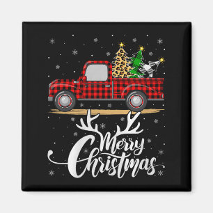 Frohe Weihnachtsbaum Buffalo Plaid LKW Familien Gr Magnet