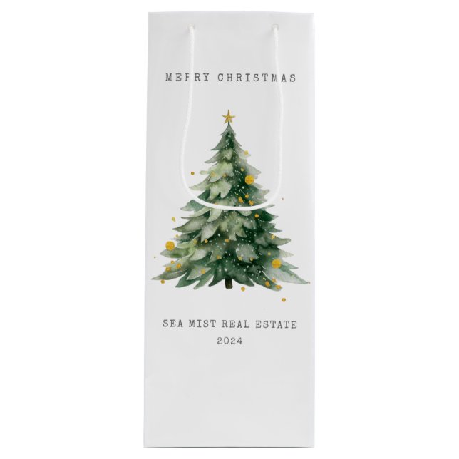 Frohe Weihnachtsbaum Corporate Geschenktüte Für Weinflaschen (Vorderseite)