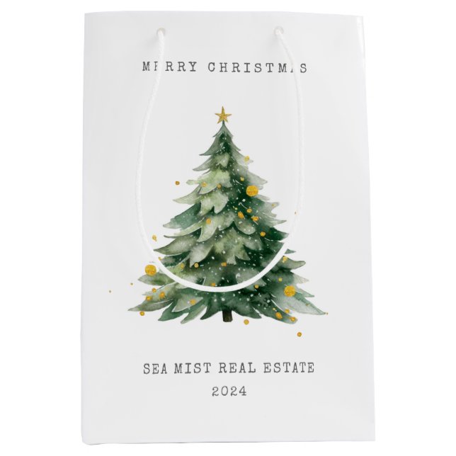 Frohe Weihnachtsbaum Corporate Mittlere Geschenktüte (Vorderseite)