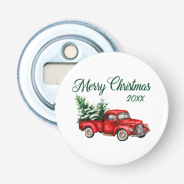 Frohe Weihnachtsbaum Datum Vintager roter LKW Flaschenöffner
