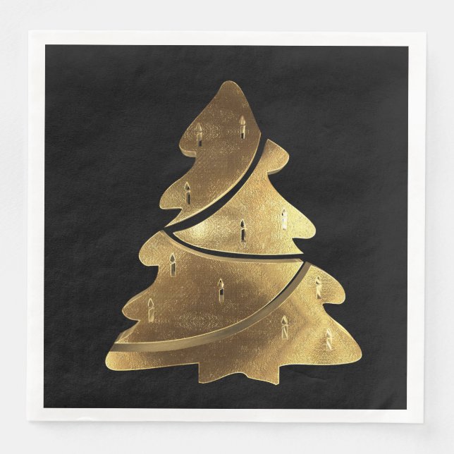 Frohe Weihnachtsbaum Elegante Chic Imitats Serviette (Vorderseite)