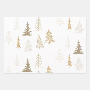 Frohe Weihnachtsbaum Falala Brown und Gold Urlaub Geschenkpapier Set