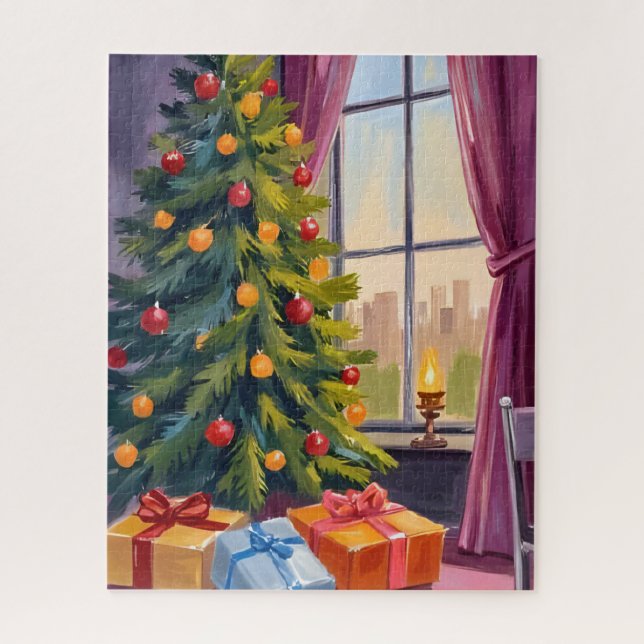 Frohe Weihnachtsbaum-Feiertagsmalerei (Vertikal)