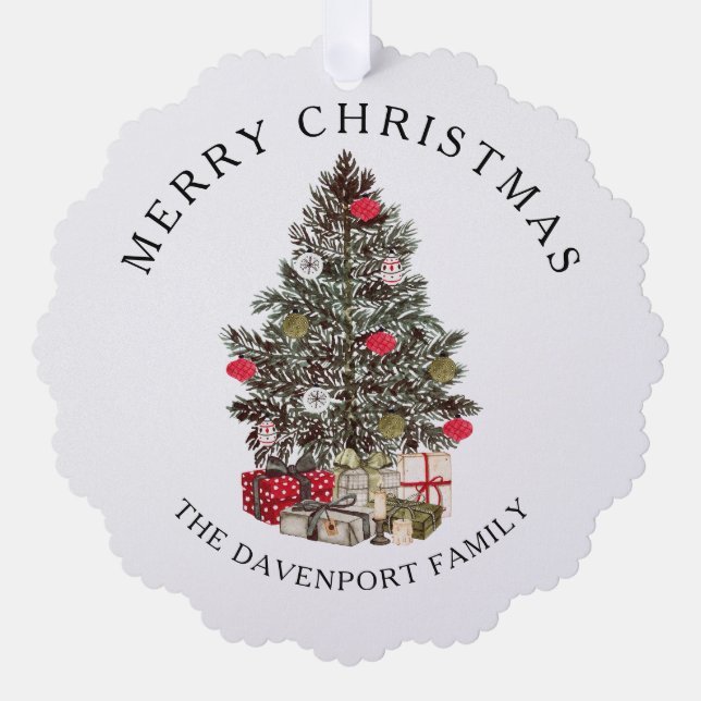 Frohe Weihnachtsbaum & Foto Ornament Card Karte (Vorderseite)