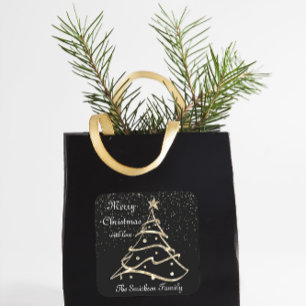 Frohe Weihnachtsbaum glücklich Neues Jahr mit Lieb Quadratischer Aufkleber