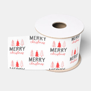 Frohe Weihnachtsbaum Gray Red Ripsband