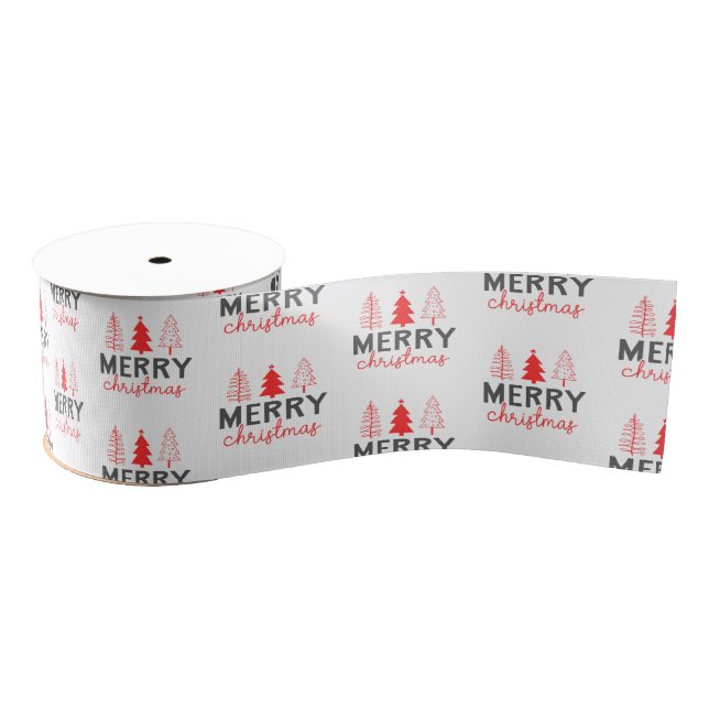 Frohe Weihnachtsbaum Gray Red Ripsband (Spule)
