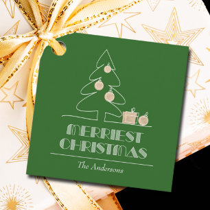 Frohe Weihnachtsbaum Grüne Feiertage Geschenkanhänger