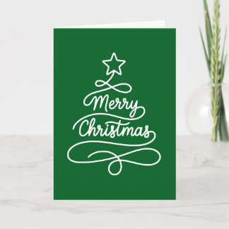 Frohe Weihnachtsbaum Grüne Minimalistische Linienk Feiertagskarte