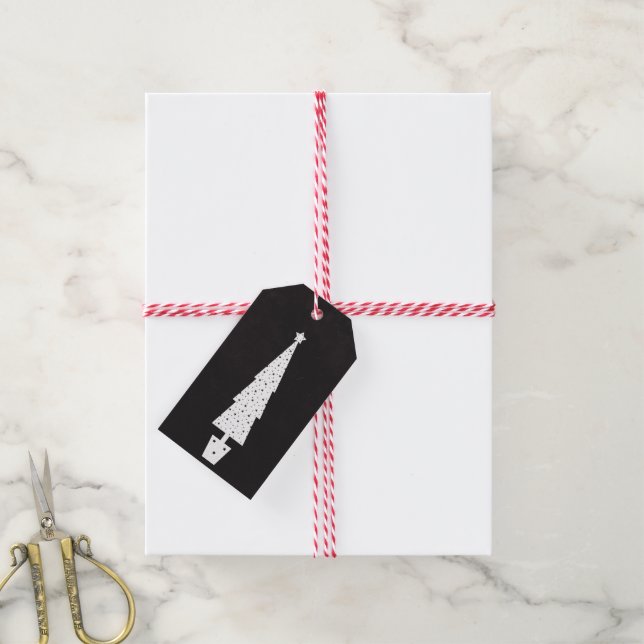 Frohe Weihnachtsbaum Imitate Chalkboard Textur Geschenkanhänger (Mit Garn)