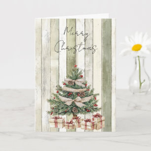 Frohe Weihnachtsbaum Imitate Grüne Holzstreifen Karte